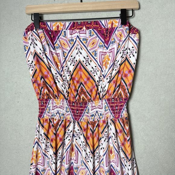 New York & Company Long Strapless Geometric Maxi Dress Size L - Picture 3 of 8